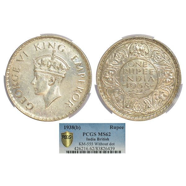 British India: George VI, silver rupee, 1938, Bombay mint, A/I/no dot, PR 233; GK 1254.