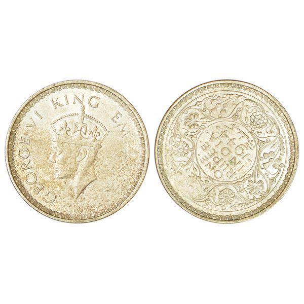 British India: George VI, half silver rupee, 1944, Bombay mint, C/III/diamond, GK 1278, 11.68g. Die-