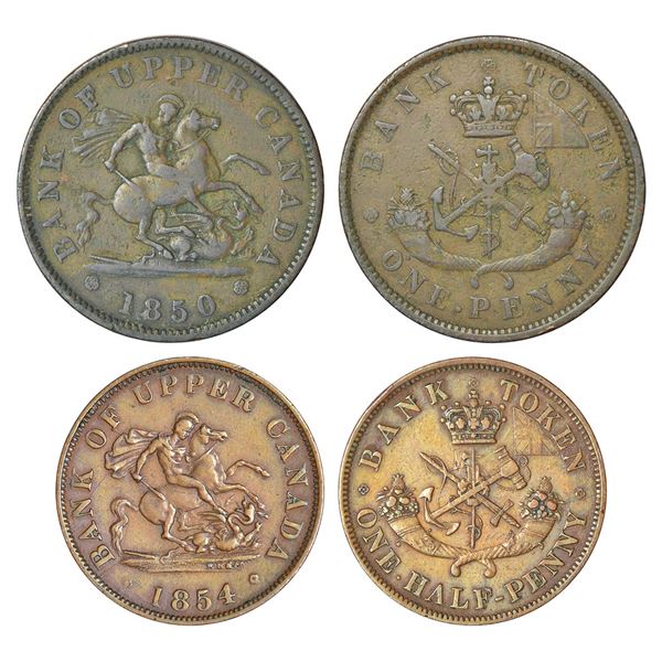 Foreign: Canada, British Administration, copper coins (2), 1x penny, 1850, KM Tn3, 15.24g and 1x ½ p