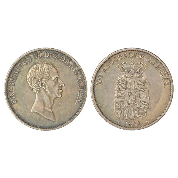 Foreign: Denmark, Frederik VI (1808-1837 AD), silver speciedaler, 1837, 'IC/WS' mint mark, KM 695.4,