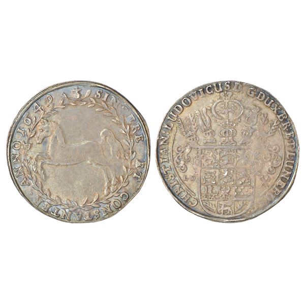 Foreign: German State-Brunswick-Luneburg-Celle, Christian Ludwig, silver thaler, 1649, 'LW' mint mar