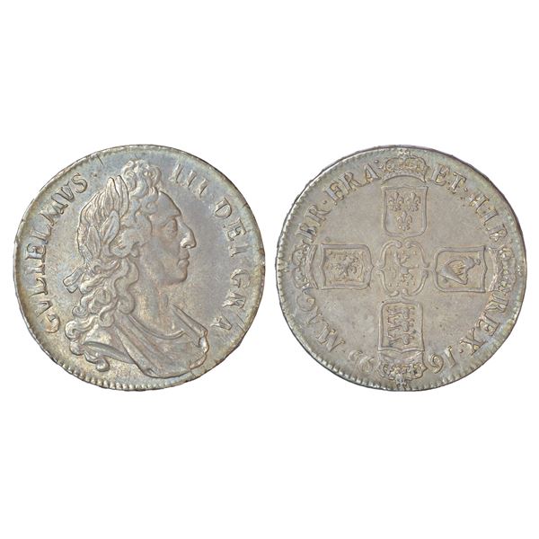 Foreign: Great Britain, William III (1694-1702 AD), silver crown, 1695, KM 486, 29.93g. Obv: Portrai