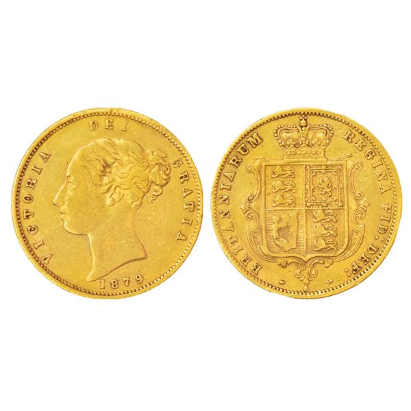 Foreign: Great Britain, Victoria (1837-1901 AD), gold ½ sovereign, 1879, KM 735, 3.94g. Obv: Young u