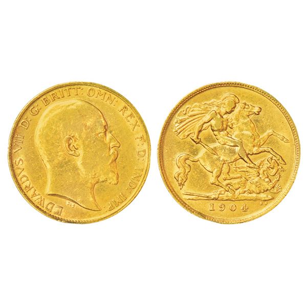 Foreign: Great Britain, Edward VII (1902-1910 AD), gold ½ sovereign, 1904, KM 804, 3.96g. Obv: Portr