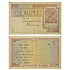 Image 1 : Paper Money: British India, George V, 5 rupees, ND (1925), signed by H. Denning, serial no.: K75 854