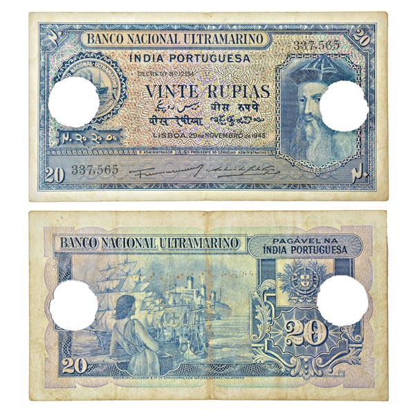 Paper Money: Indo-Portuguese Territories, 20 rupias, 6th issue, 29th November 1945, signed by Antoni