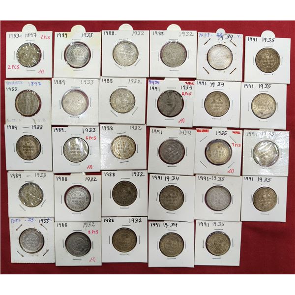 Large Lots: A group of 59 silver 2½ kori of Khengarji III, includes 1x VS 1951/AD 1895; 2x VS 1953/A