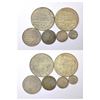 Image 1 : Large Lots: A group of 6 Mewar-Udaipur state silver coins, includes 2x rupee, 1x ½ rupee, 1x ¼ rupee