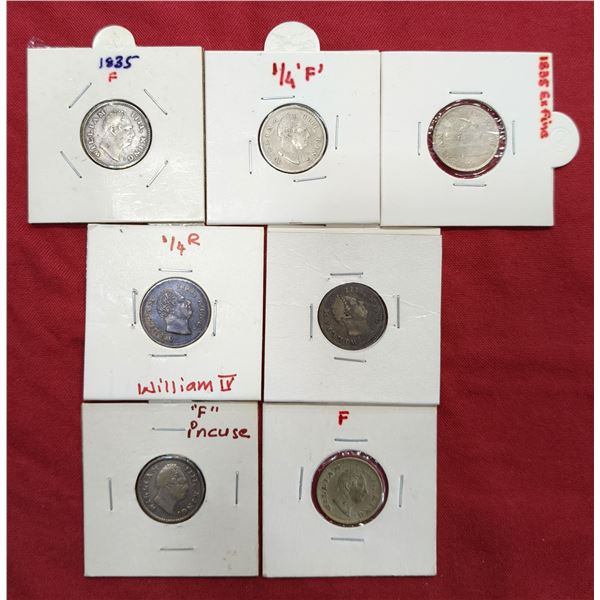 Large Lots: A group of 7 William IV silver ¼ rupee, all dated 1835, includes 1x Bombay and 6x Calcut