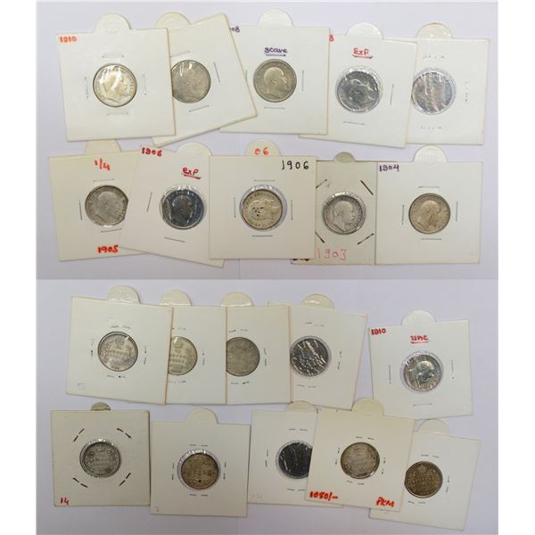 Large Lots: A group of 10 Edward VII silver ¼ rupee, includes 1903, 1904, 1905 (2), 1906, 1907, 1908