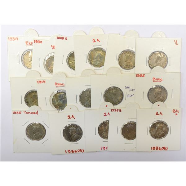Large Lots: A group of 16 George V cupro-nickel 1 anna, includes 1912 (2), 1914, 1916, 1918 (2), 192