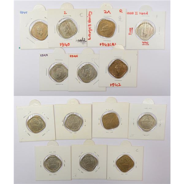 Large Lots: A group of 7 George VI cupro-nickel and nickel brass 2 annas, includes 1939, 1940, 1942,