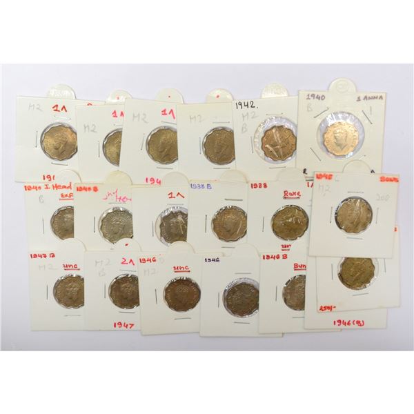 Large Lots: A group of 19 George VI cupro-nickel and nickel brass 1 anna, includes 1938 (2), 1939, 1
