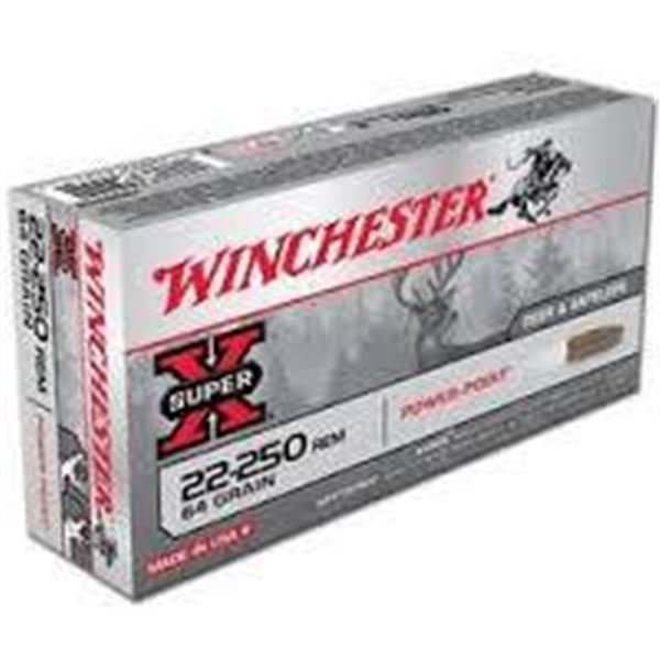 Winchester Super-X 22-250 Rem 64 Grain Power-Point (20 Rounds) Sku X222502