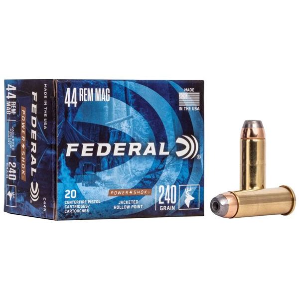 Federal Power-Shok 44 Rem Mag Jacketed Hollow Point 240 Grain (20 Rounds) Sku C44A
