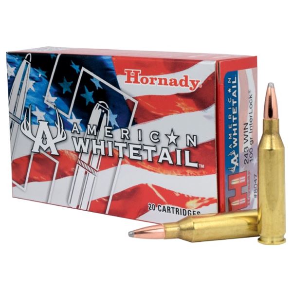 Hornady American Whitetail 243 Win 100 Grain InterLock (20 Count) Sku 8047