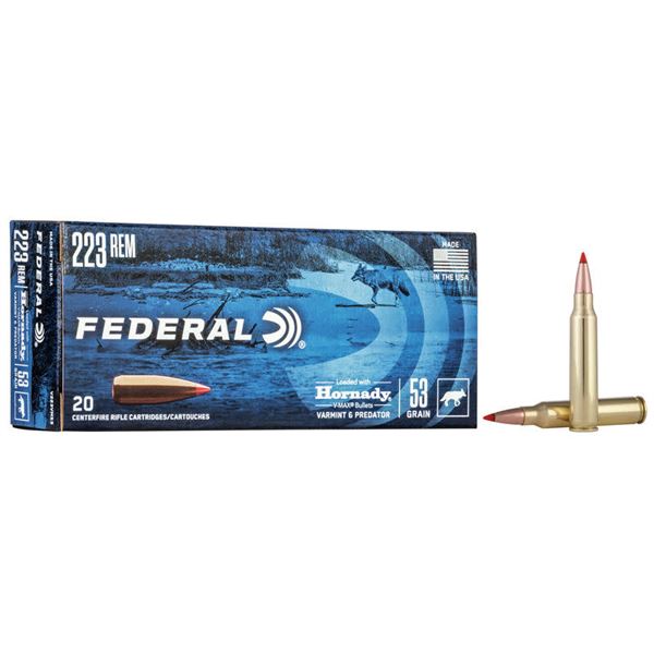 Federal Varmint & Predator 223 Rem 53 Grain V-Max (20 Rounds) Sku V223VM53