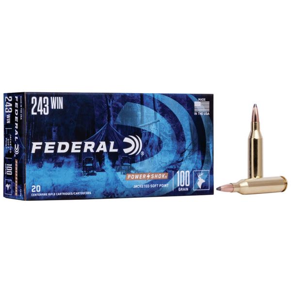 Federal Power-Shok  243 Win Soft Point 100 Grain  (20 Rounds) Sku 243B