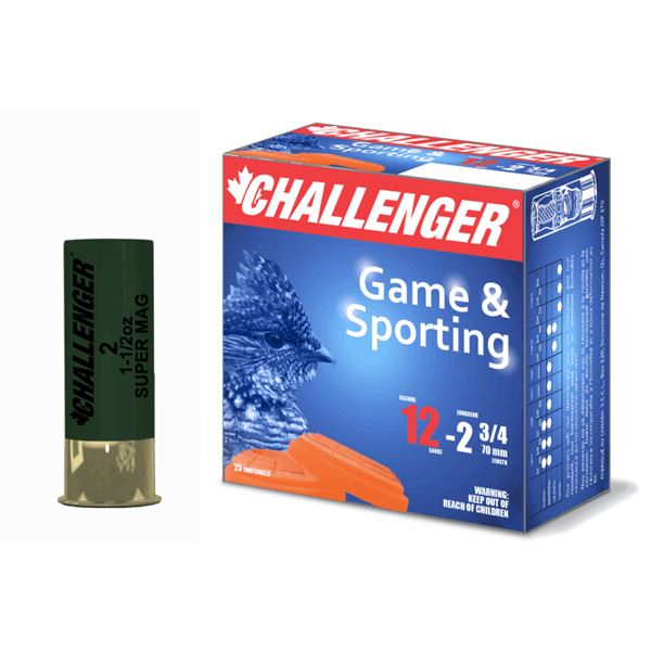 Challenger Game & Sporting 12 Gauge 2 3/4" Super Magnum #2 (25 Rounds) Sku 30012