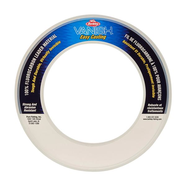 Berkley VLMC60-15 Vanish Fluorocarbon Leader 60lb 30yd Wrist Spool Clear Sku 4475-0775