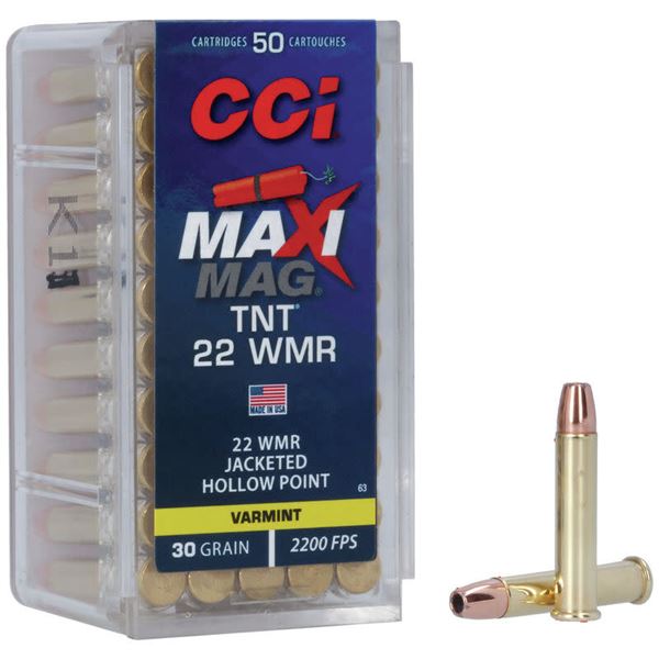CCI 22 WMR Maxi-Mag TNT 30 Grain Hollow Point (50 Rounds) Sku 63