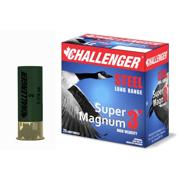 Challenger Super Magnum Steel Long Range 12 Gauge 3" #3 (25 Rounds) Sku 50073