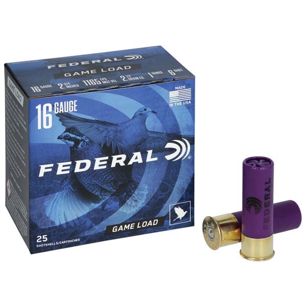 Federal 16 Gauge 2 3/4" 1 oz #6 Game Load (25 Rounds) Sku H1606
