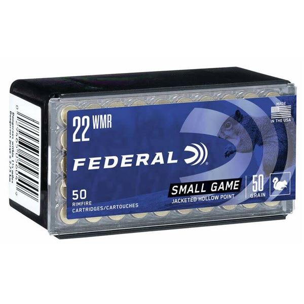 Federal Game-Shok 22 WMR 50 Grain Jacketed Hollow Point (50 Rounds) Sku 757