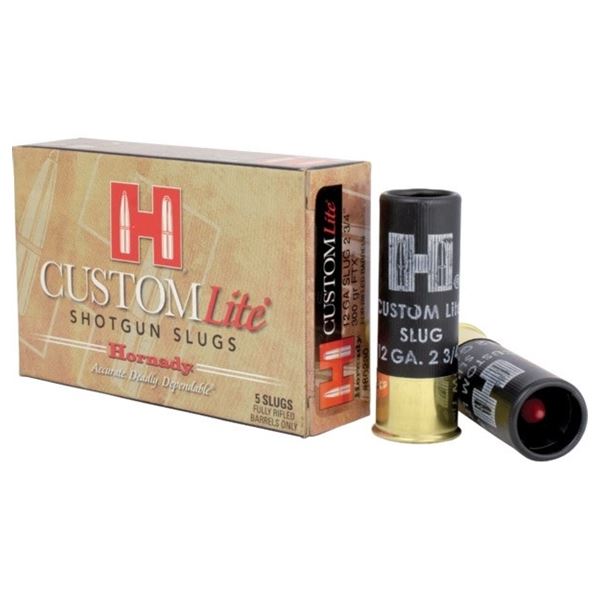 Hornady Custom Lite 12 Gauge 2 3/4" 300 Grain Slug (5 Rounds) Sku 86230