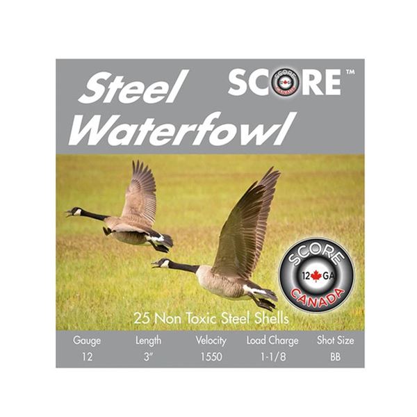 Score Steel Waterfowl 12 Gauge 3" 1 1/8 oz #BB (25 Rounds) Sku 12GA-S-0BB-250