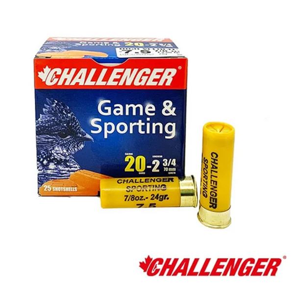 Challenger Game & Sporting 20 Gauge 2 3/4" High Velocity #7.5 (25 Rounds) Sku 10047