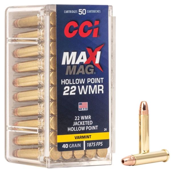 CCI Maxi-Mag 22 WMR JHP 40 Grain (50 Rounds) Sku 24