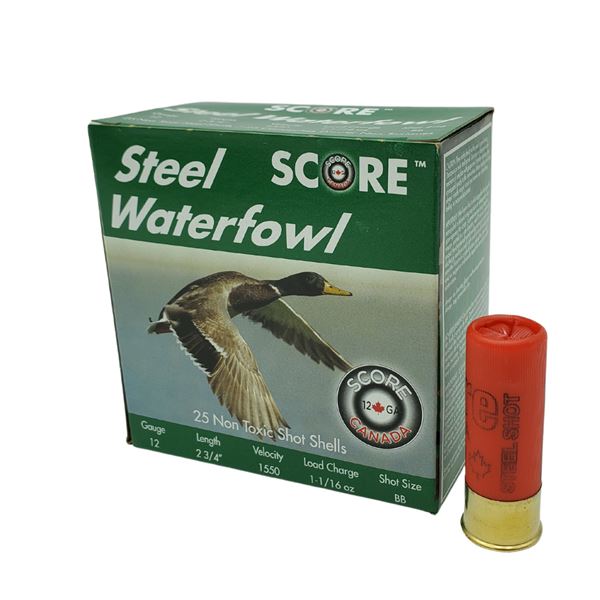 Score Steel Waterfowl 12 Gauge 2 3/4" 1 1/16oz #2 (25 Rounds) Sku 12GA-STEEL02-25