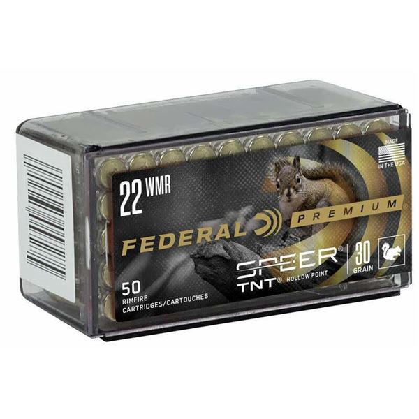 Federal Premium 22 WMR Speer TNT Hollow Point 30 Grain (50 Rounds) Sku P765