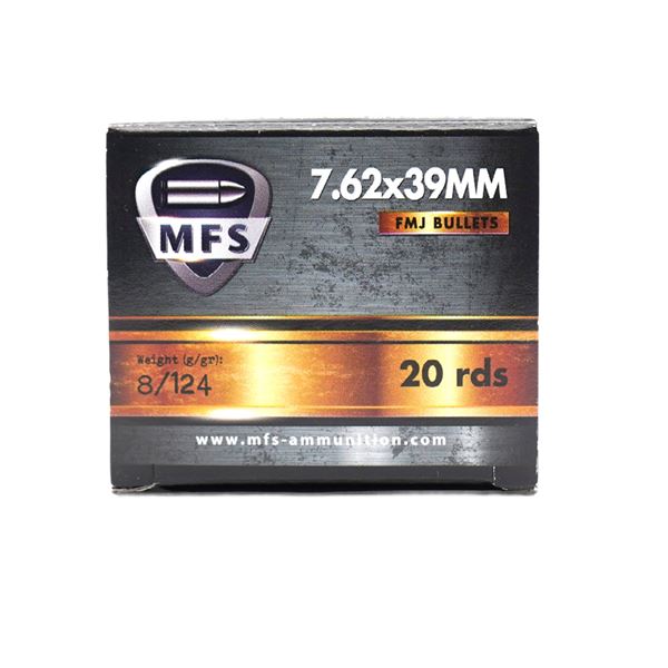MFS 7.62X39 124gr FMJ 20 Round Box Sku MFS76239