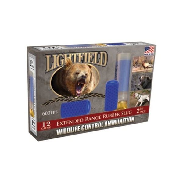 Lightfield 12 Gauge 2 3/4" Wildlife Control Extended Range Rubber Slug (5-Count) Sku CWXR-12