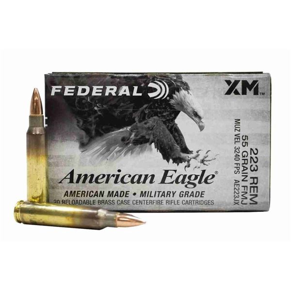 Federal American Eagle 223 FMJ 55 Grain (20 Rounds) Sku AE223JX