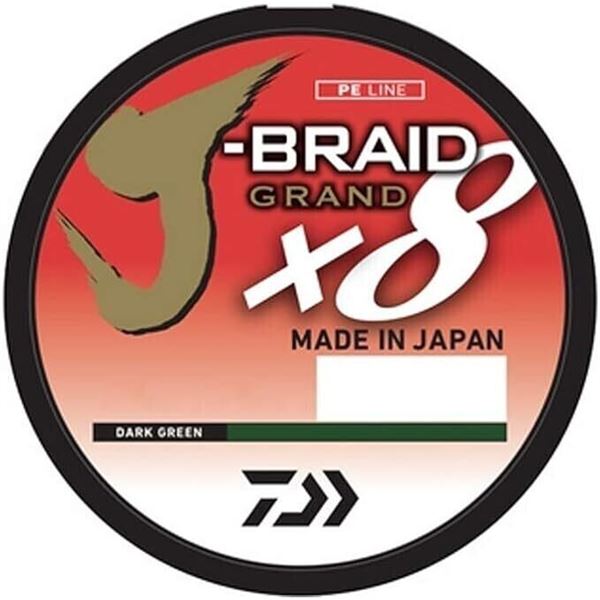 Daiwa J-Braid Grand X8 50 lb 150 Yard Dark Green Sku JBGD8U50-150DG