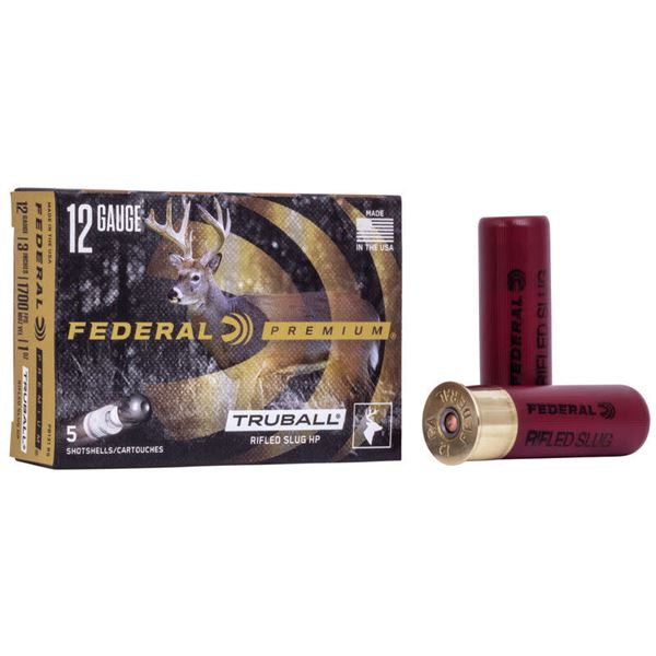 Federal Premium 12 Gauge 3" 1 oz Truball Rifled Slug HP (5 Rounds) Sku PB131RS