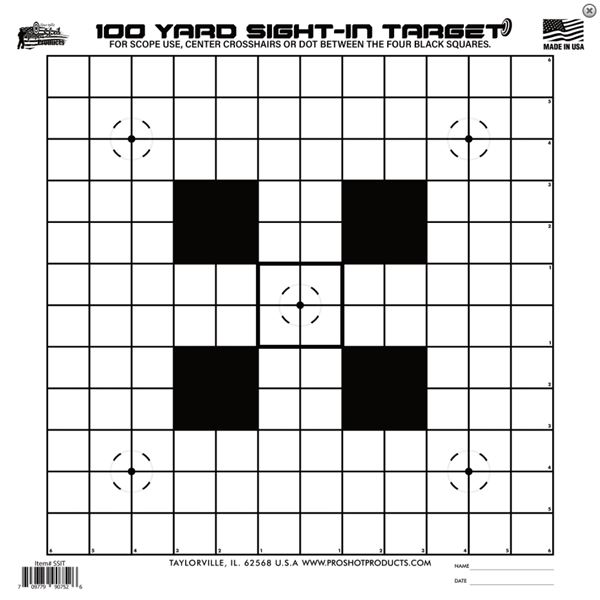Proshot 1OOYD Sight-In Target 12PK Heavy Paper Sku SSIT12PK