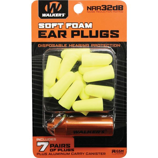 Walker's Soft Foam Ear Plugs Yellow Sku GWP-PLGCAN-YL
