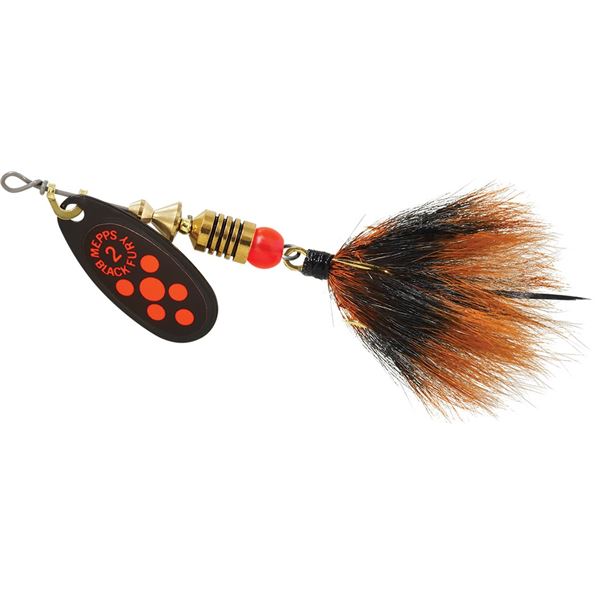 Mepps Black Fury Dressed Spinner Fluorescent Red Dot Size 2 (1/6oz) Sku BF2DFL