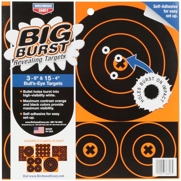 Birchwood Casey Big Burst Adhesive Bullseye Targets 3 12" Sku BC-36123