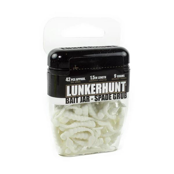 Lunkerhunt Spade Grub White 1.5" Sku HSG03