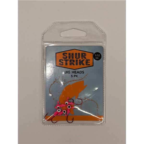 Shur Strike Round Jig Heads 5-Pack Pink 1/32oz Sku SSJH132-P