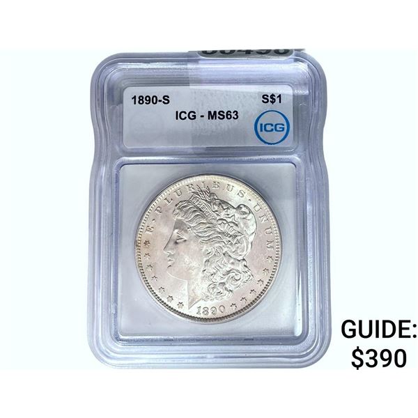 1890-S Morgan Silver Dollar ICG MS63