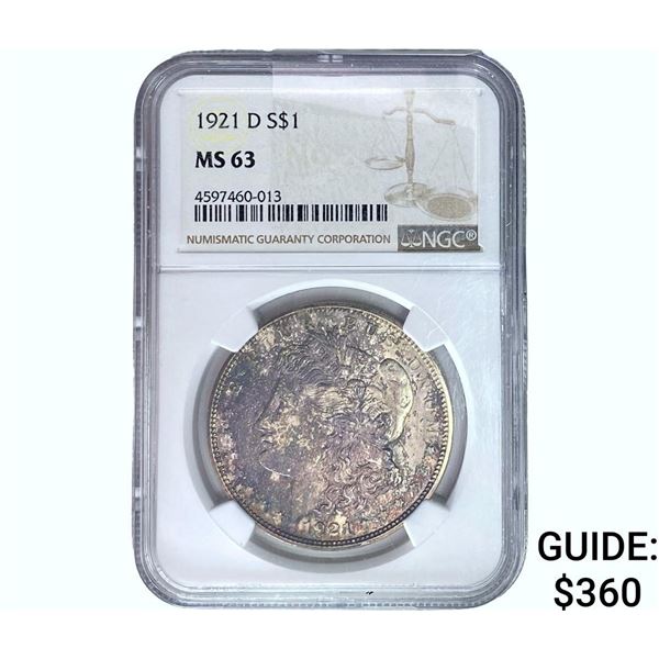1921-D Morgan Silver Dollar NGC MS63