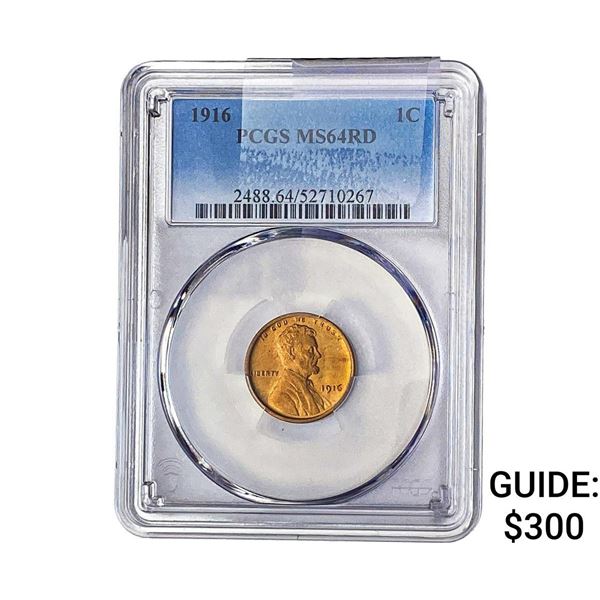 1916 Wheat Cent PCGS MS64 RD