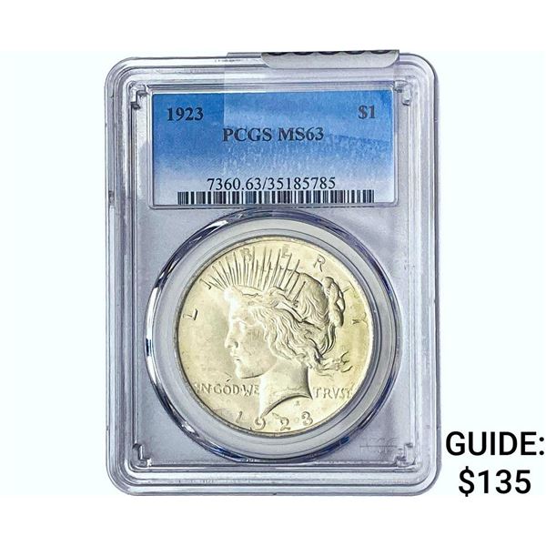 1923 Silver Peace Dollar PCGS MS63