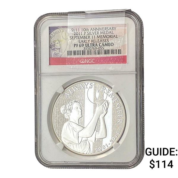 2011 9/11 10TH Anniv. Silver Medal NGC PF69 UC